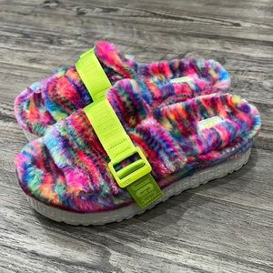 New UGG Fluffita Pixelate Flatform Slide Slipper